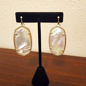 Danielle Gold Statement Earrings in Ivory Mother-of-Pearl